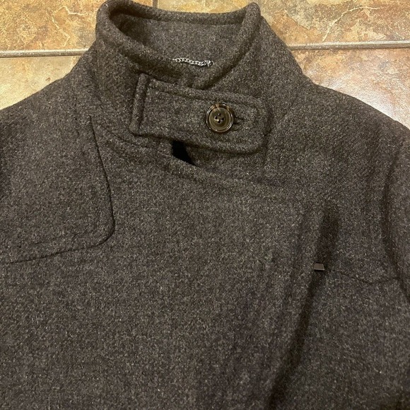 Banana Republic Women's Gray Wool Coat Sz Med Toggles Full Asymmetrical Zip - Picture 3 of 7